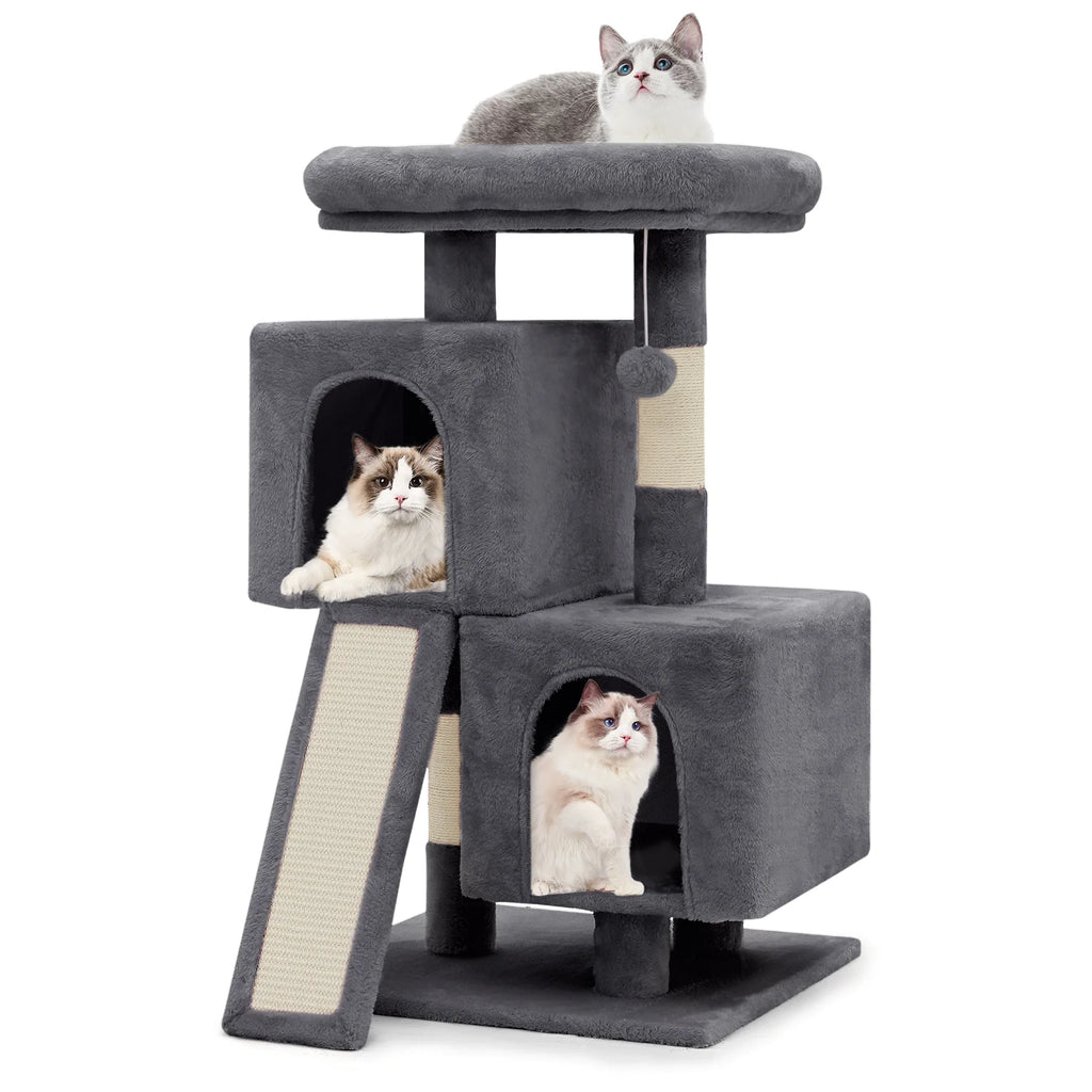 34-in Double Level Plush Cat Tree & Condo J26416