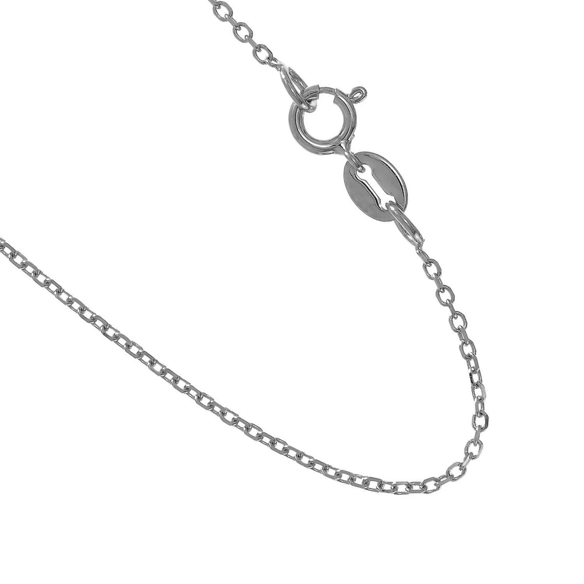 14k Solid White Gold Cable Chain Necklace, 13 Inches T9456