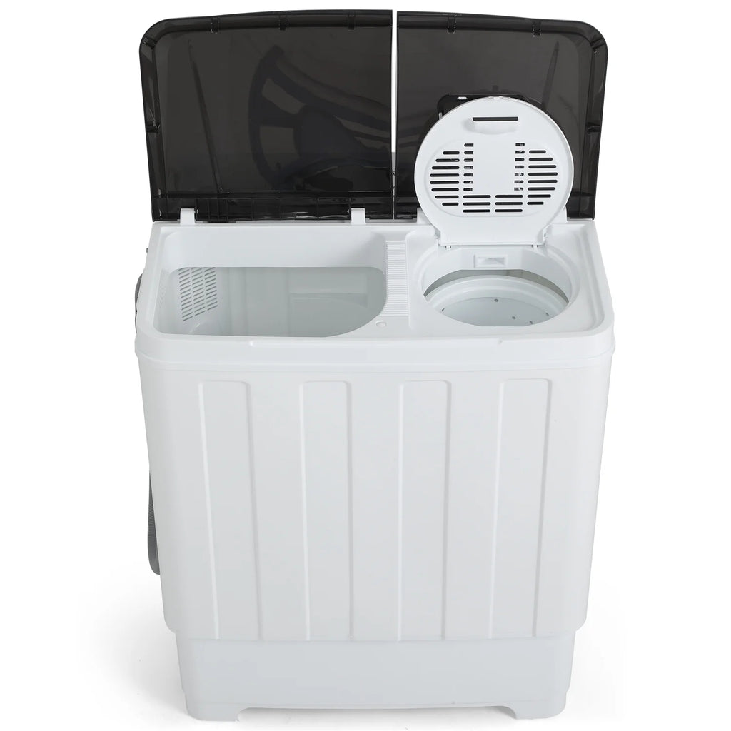 Portable 30LBS Twin Tub Mini Compact Laundry Washer Spinner Combo White Gray D674