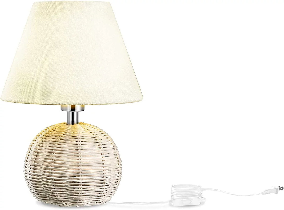 Woven Rattan Table Lamp with Drum Shade I503