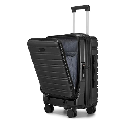 Black 20 Inch Expandable Hardside Carry On Luggage with Spinner Wheels G8363