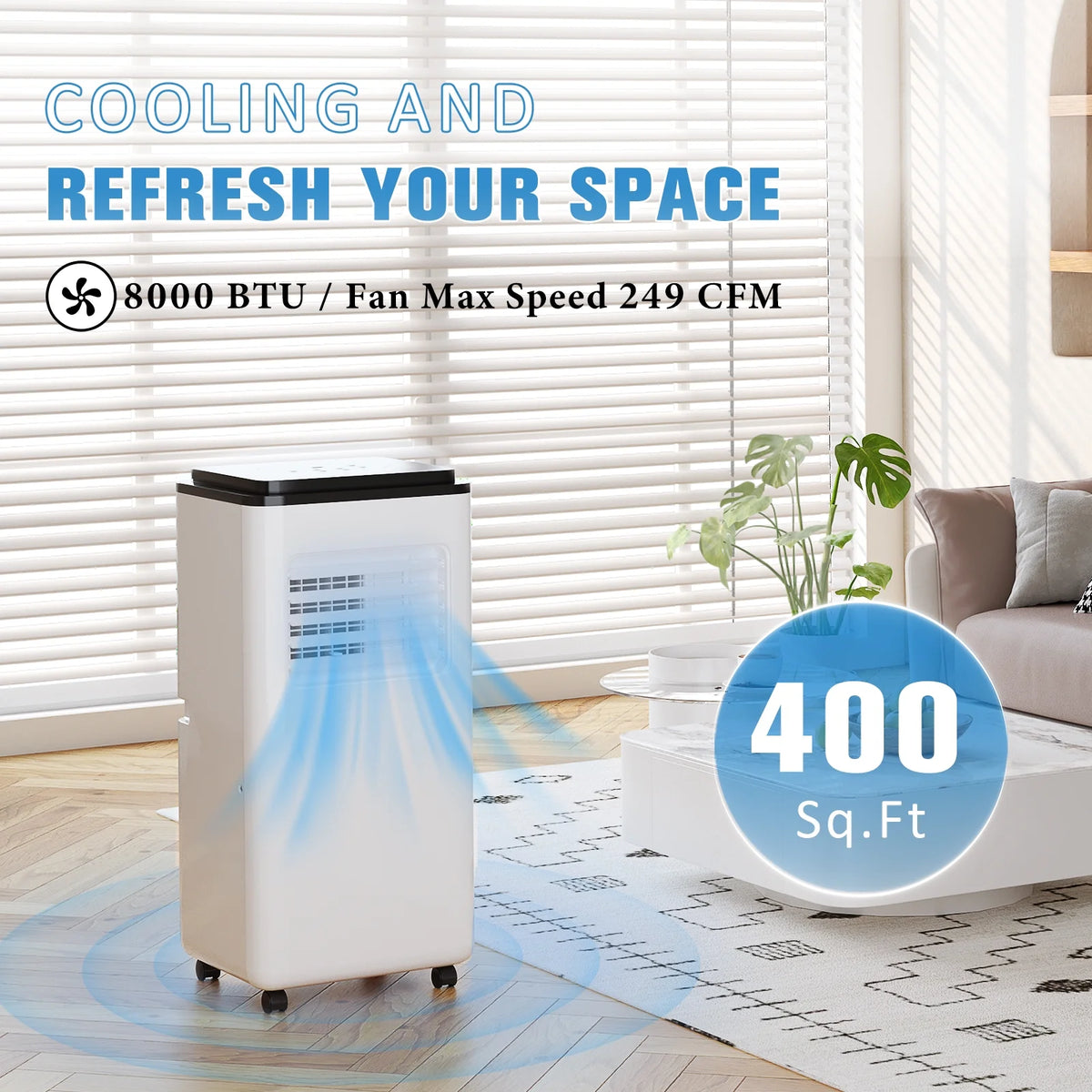 8,000BTU Portable Air Conditioner with Remote Control V3353