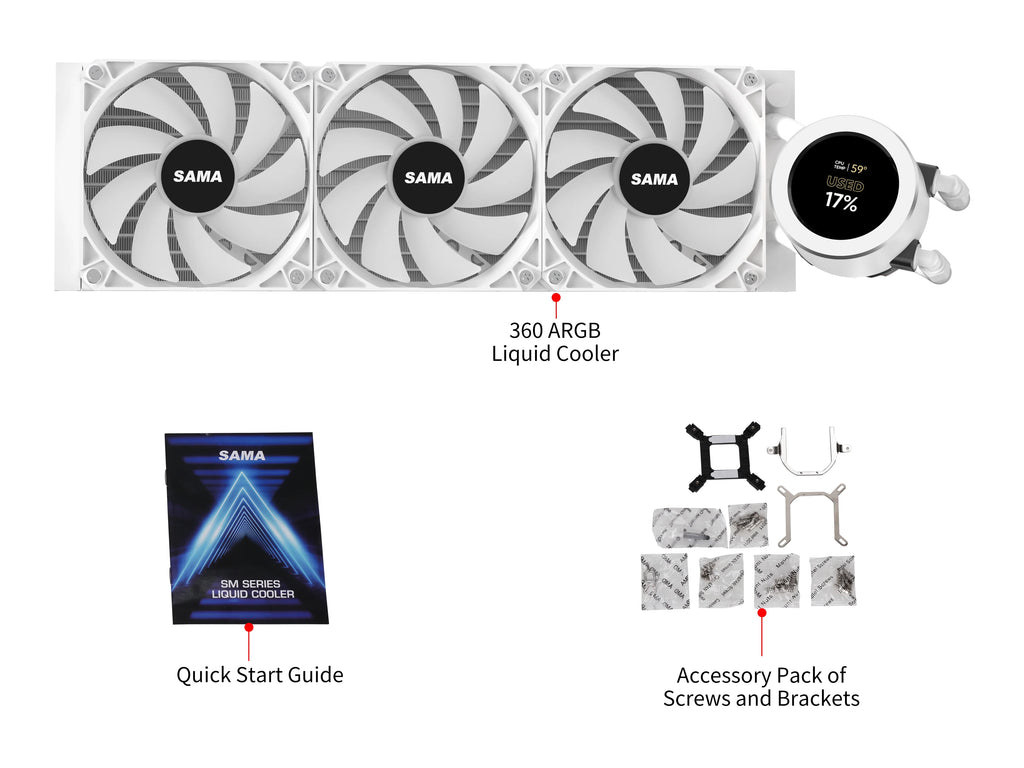 360 CPU Liquid Cooler White A218