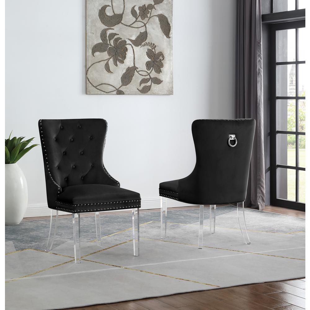 Black Tufted Velvet Dining Chairs (Set of 2) B11846