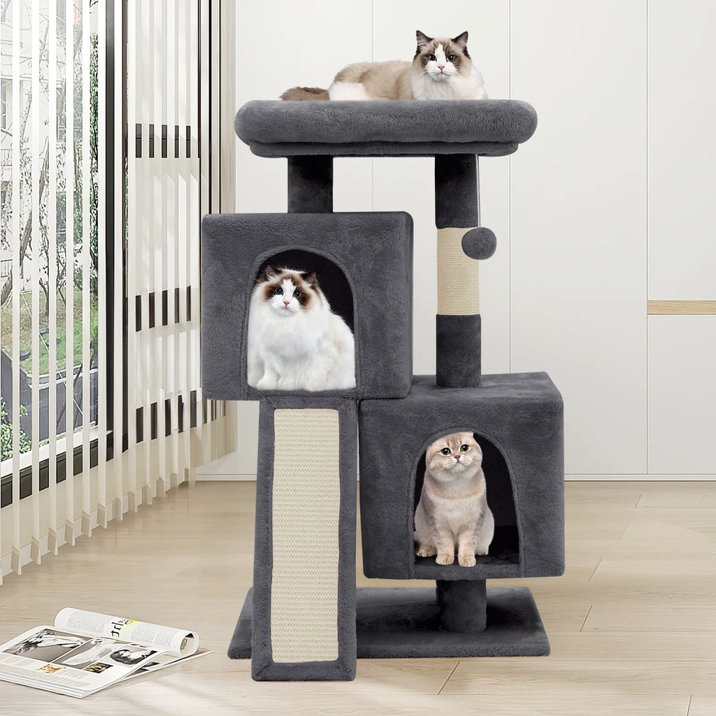 34-in Double Level Plush Cat Tree & Condo J26416
