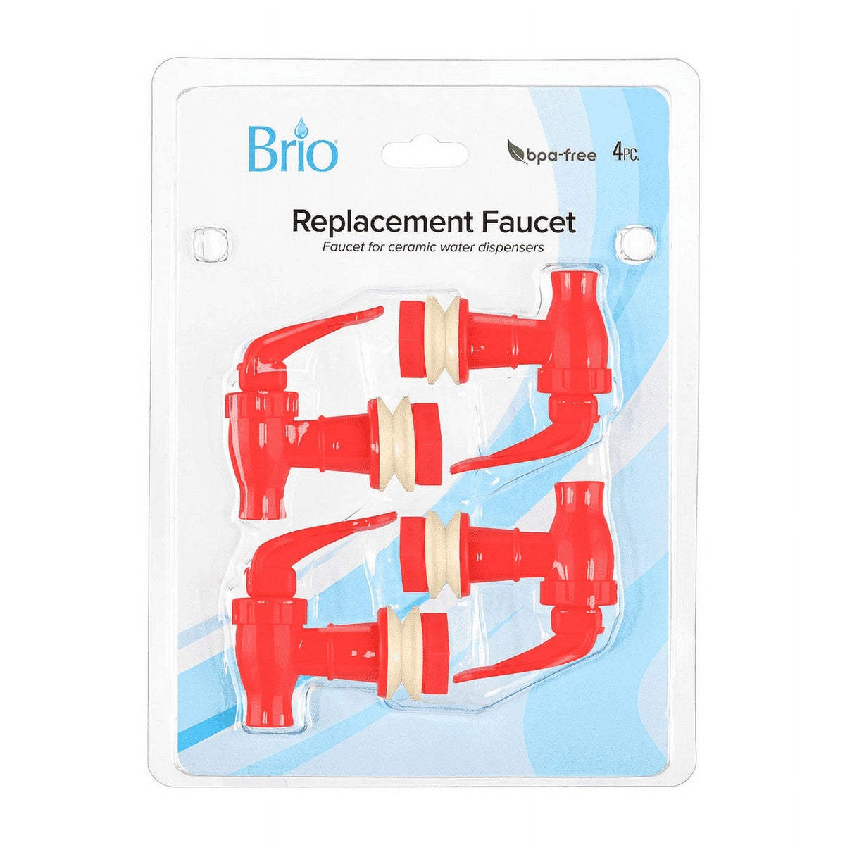 Red B.P.A.-Free Water Dispenser Replacement Valve 4 Pack L51304