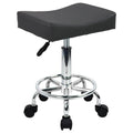 Square Rolling Stool with Footrest PU Leather Height Adjustable Swivel Z24264