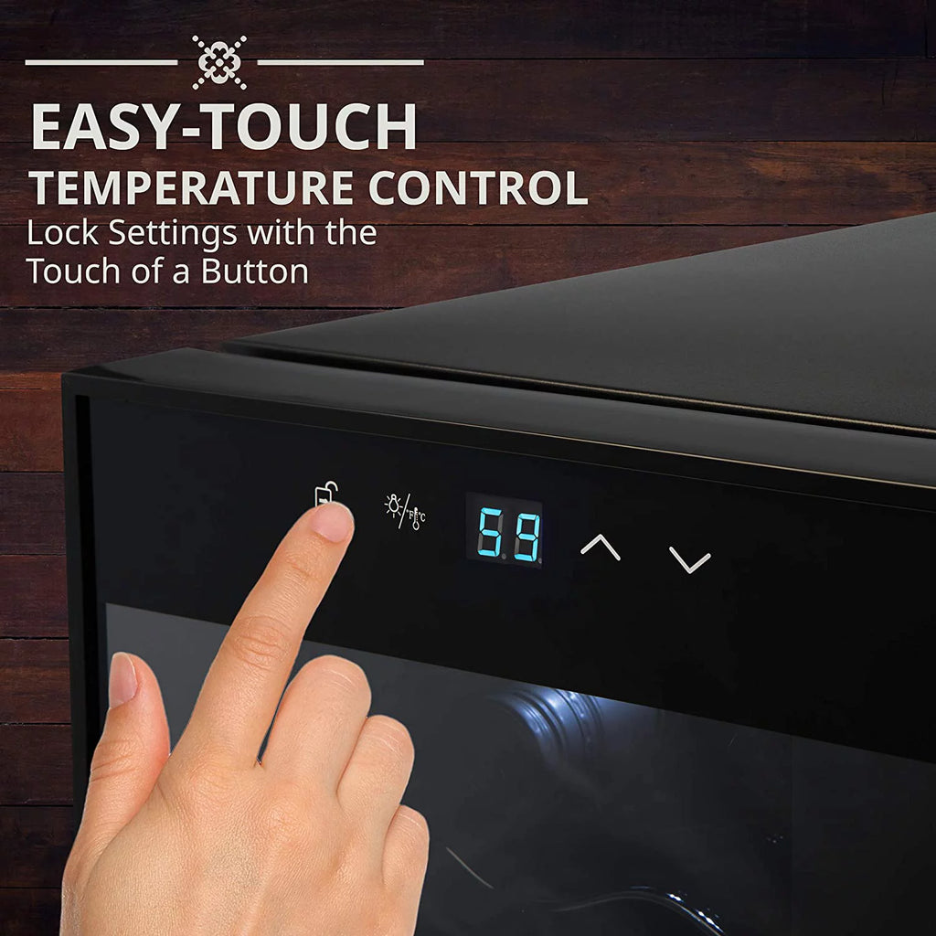 18 Bottle Compressor Wine Cooler Refrigerator with Lock, Black F7883