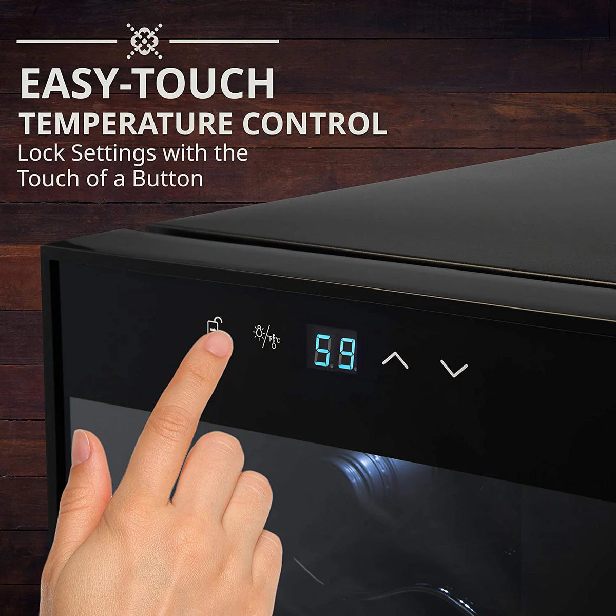 18 Bottle Compressor Wine Cooler Refrigerator with Lock, Black F7883