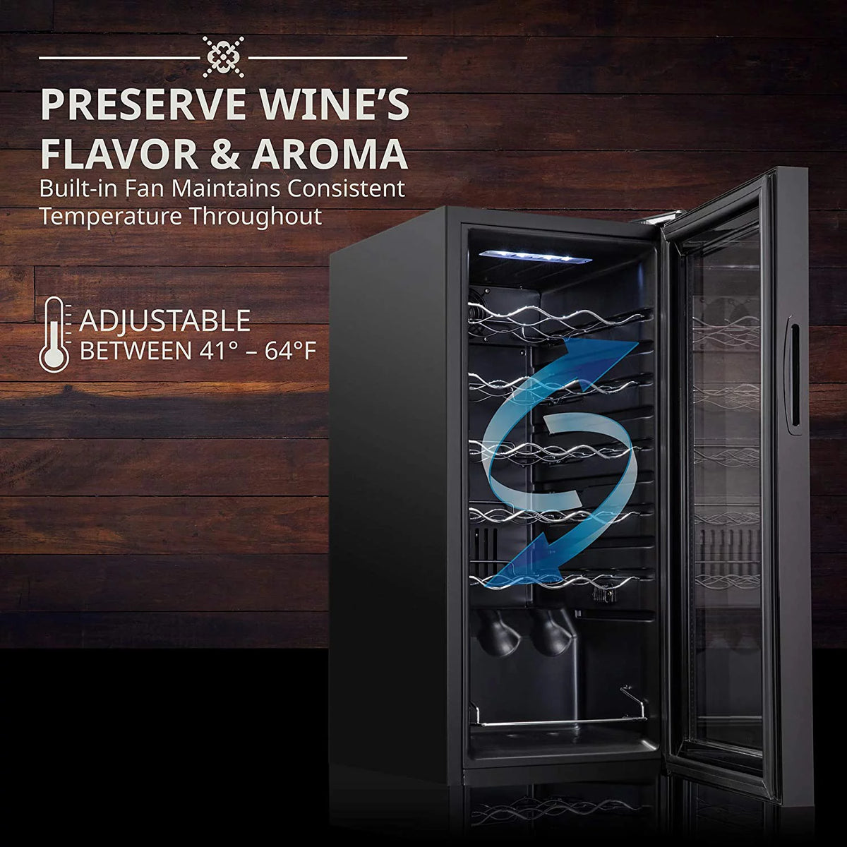 18 Bottle Compressor Wine Cooler Refrigerator with Lock, Black F7883