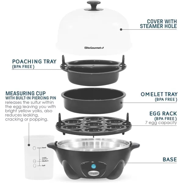 7 Egg Capacity Electric Egg Cooker with Auto Shut-Off G720