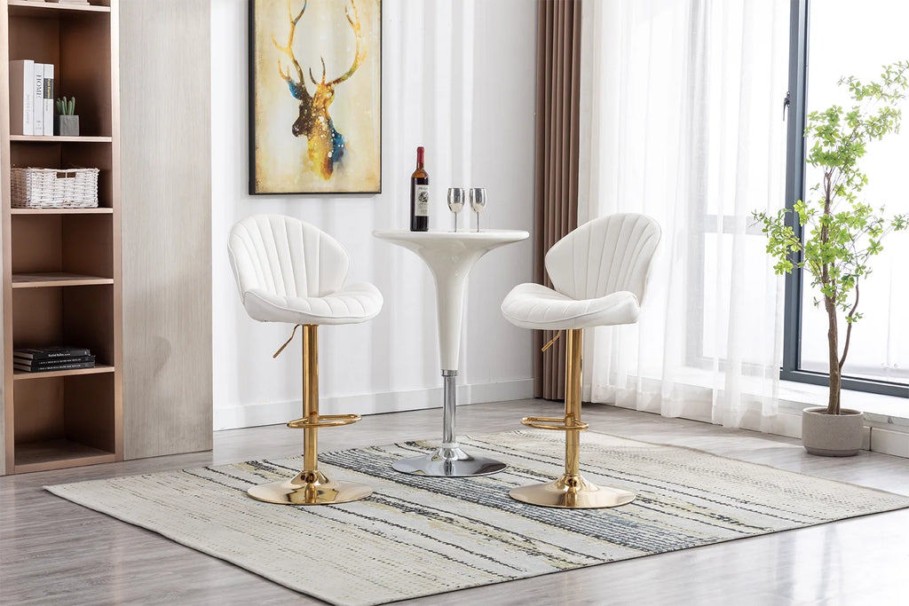 Velvet Upholstered Swivel Bar Stools Set of 2 P969
