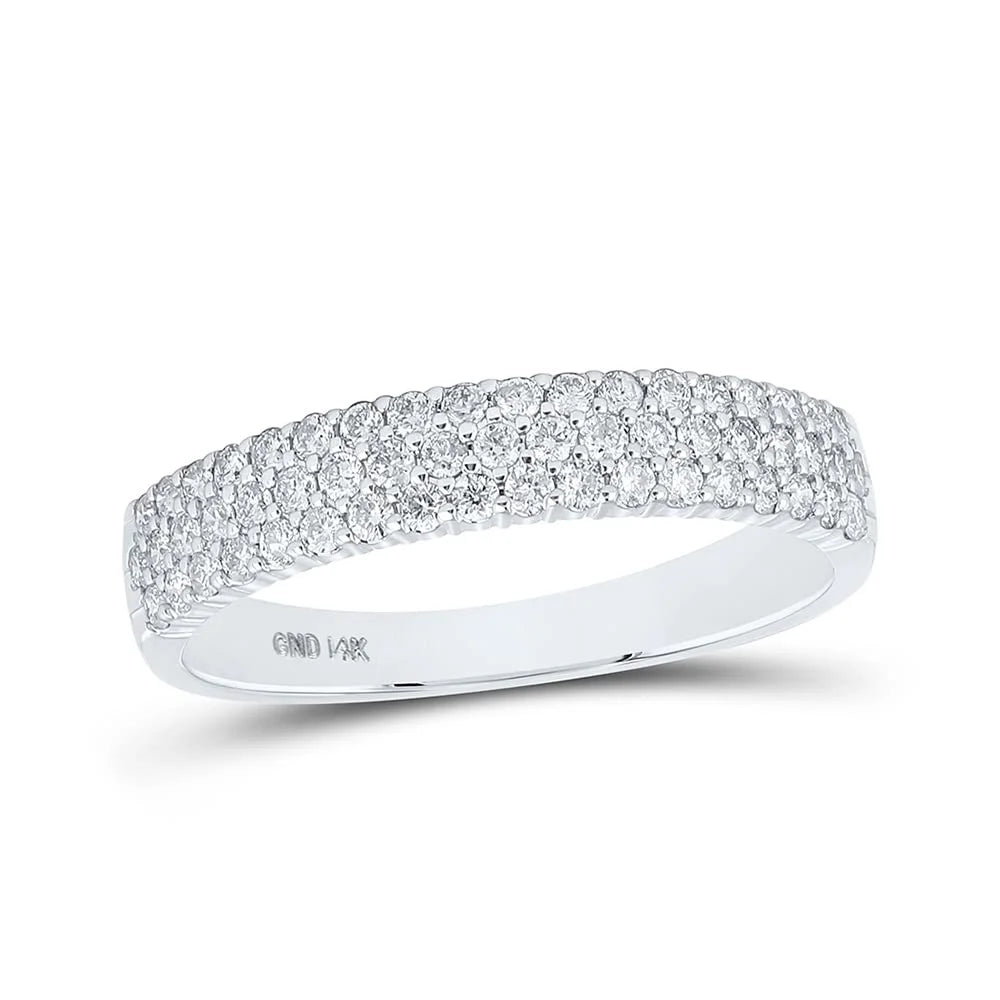 14kt White Gold Diamond Pave Band Ring Size 7 T855527