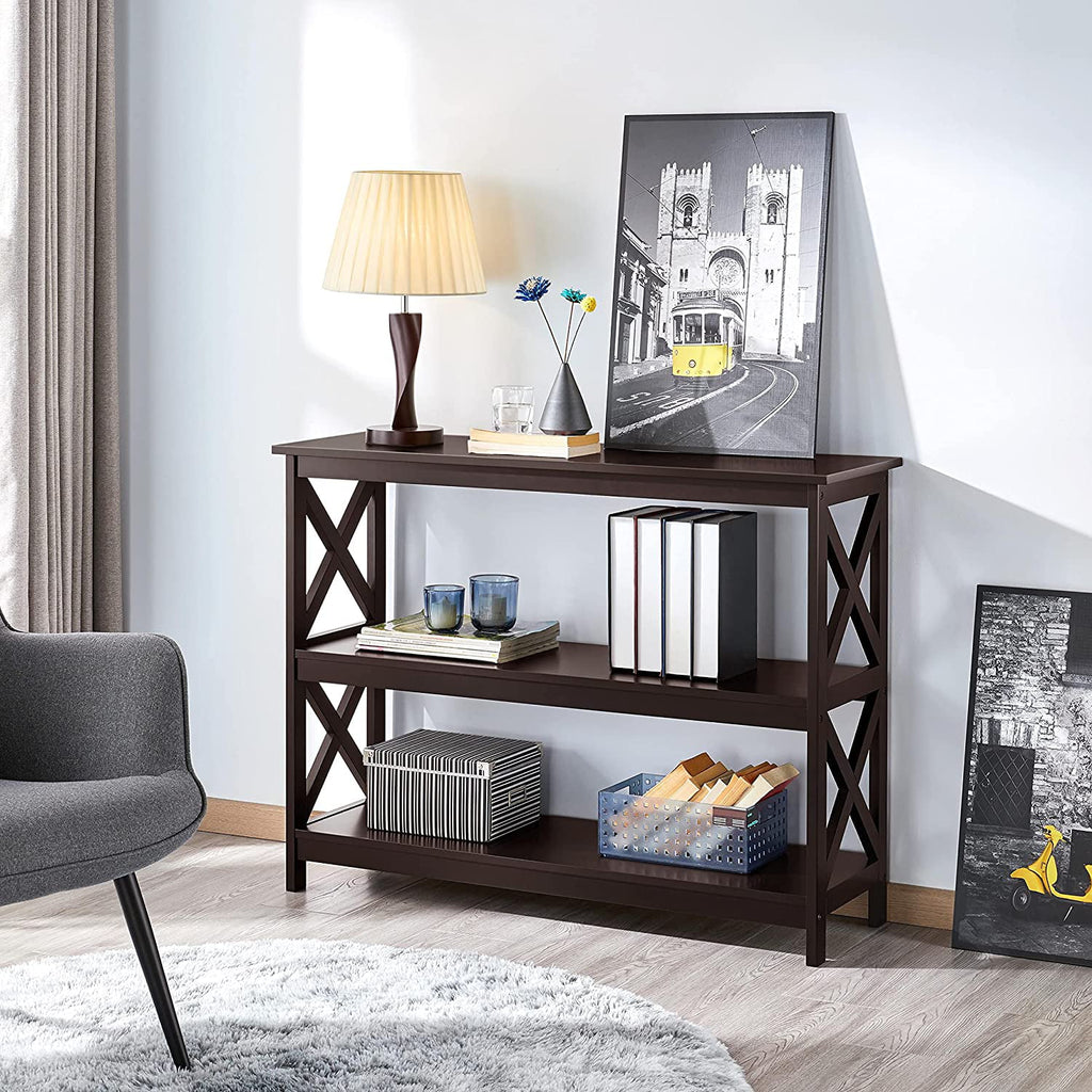 Espresso 3-Tier Console Table with Storage Shelves N49989