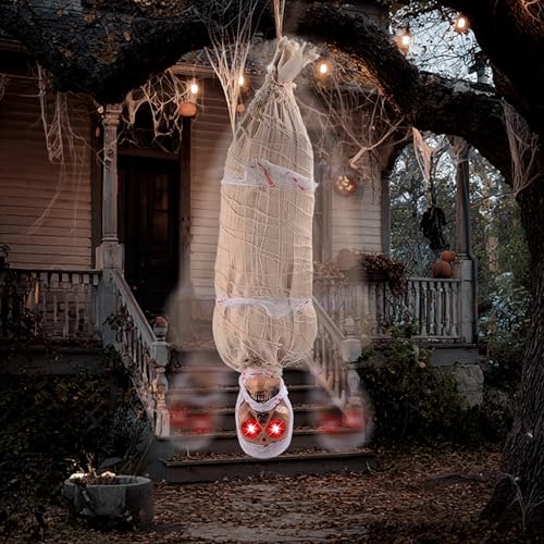 Hanging Cocoon Corpse Decoration with LED Eyes & Sound Effect U23929