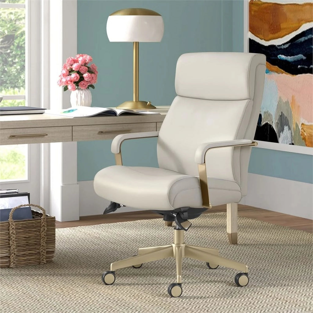 Ivory White Faux Leather Executive Office Chair U152825