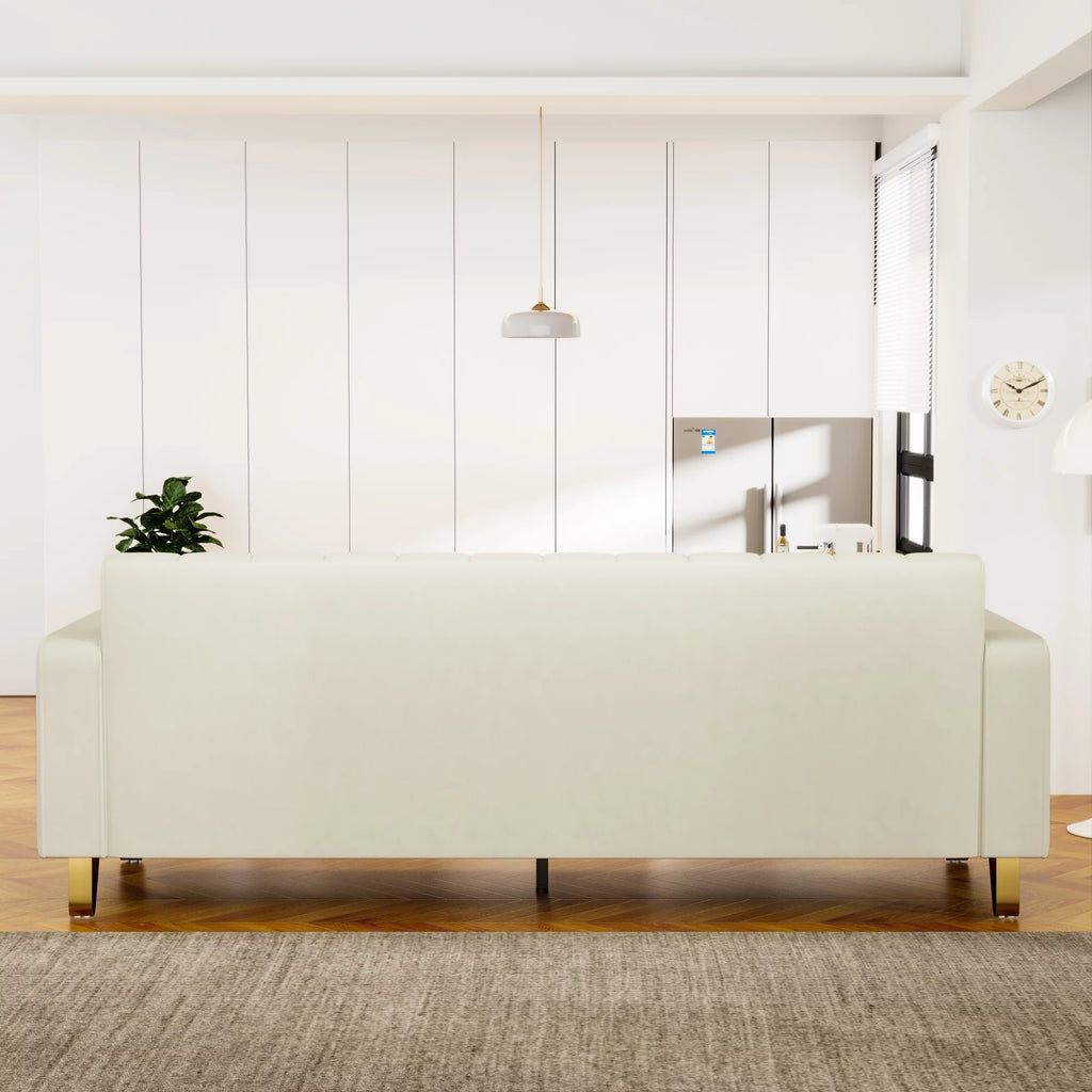 Velvet Upholstered Sofa with Pillows Gold Metal Legs U889