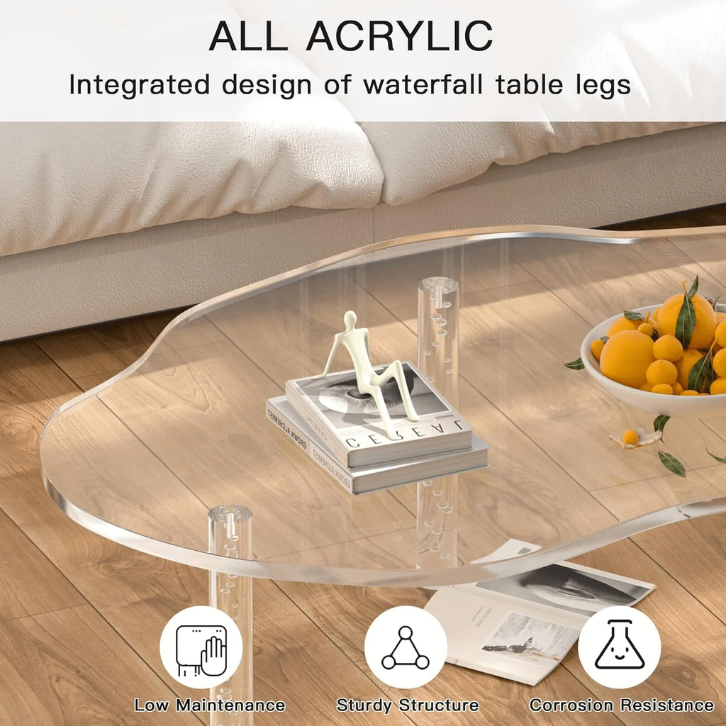 Acrylic Cloud Shape Coffee Table 39"x28"x16" Clear Irregular Coffee Table V33183