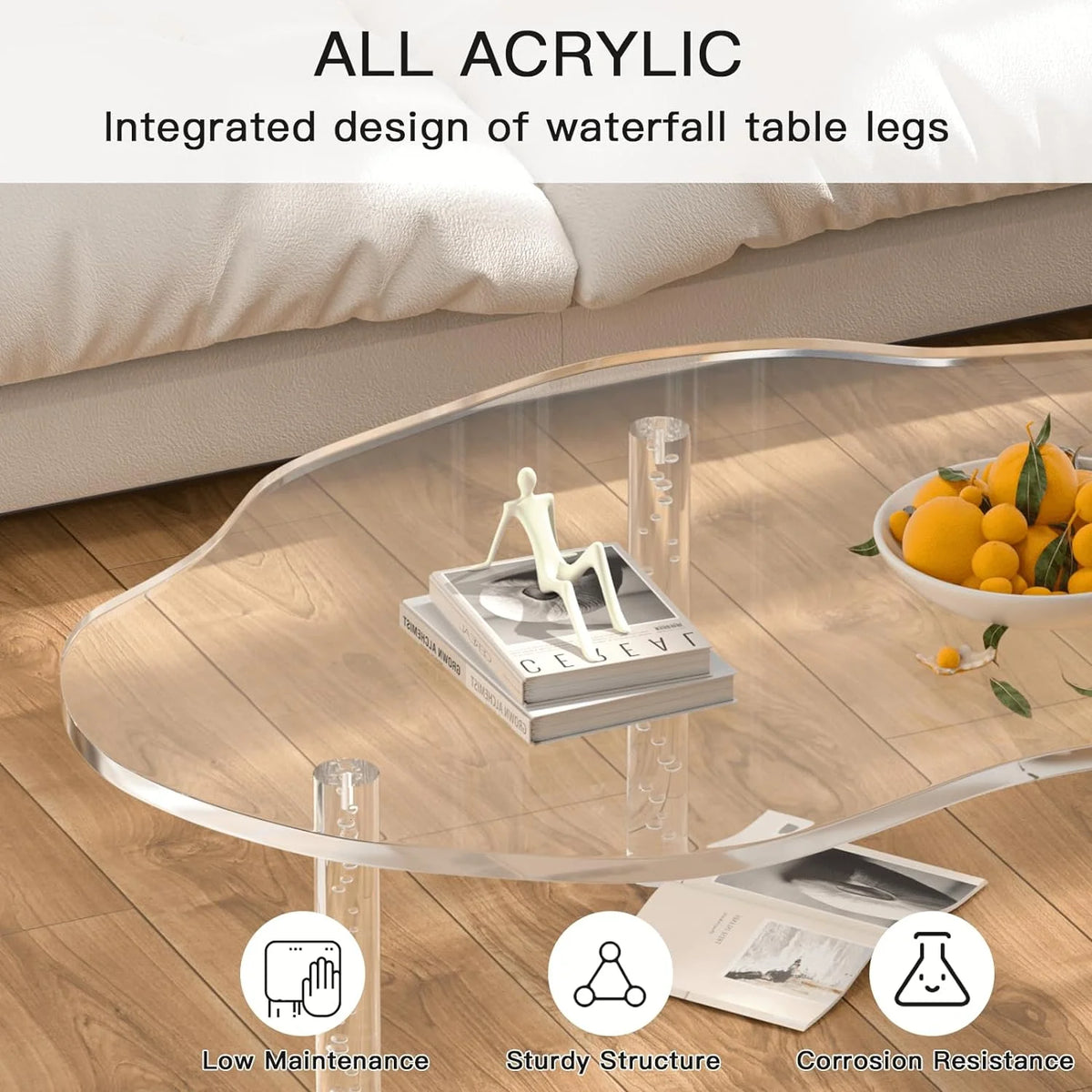 Acrylic Cloud Shape Coffee Table 39"x28"x16" Clear Irregular Coffee Table V33183