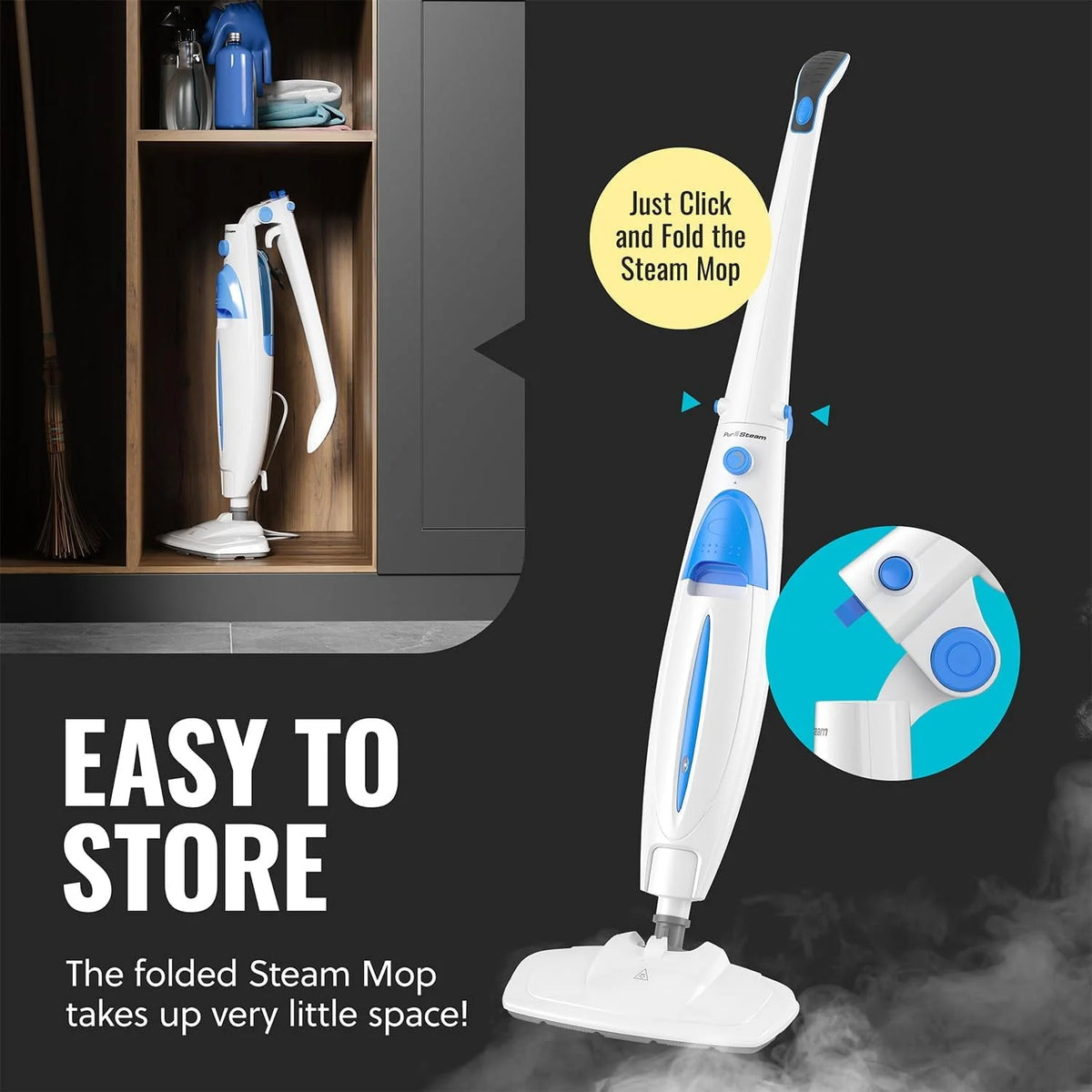10-in-1 Steam Mop with Detachable Handheld Steam Cleaner P4576