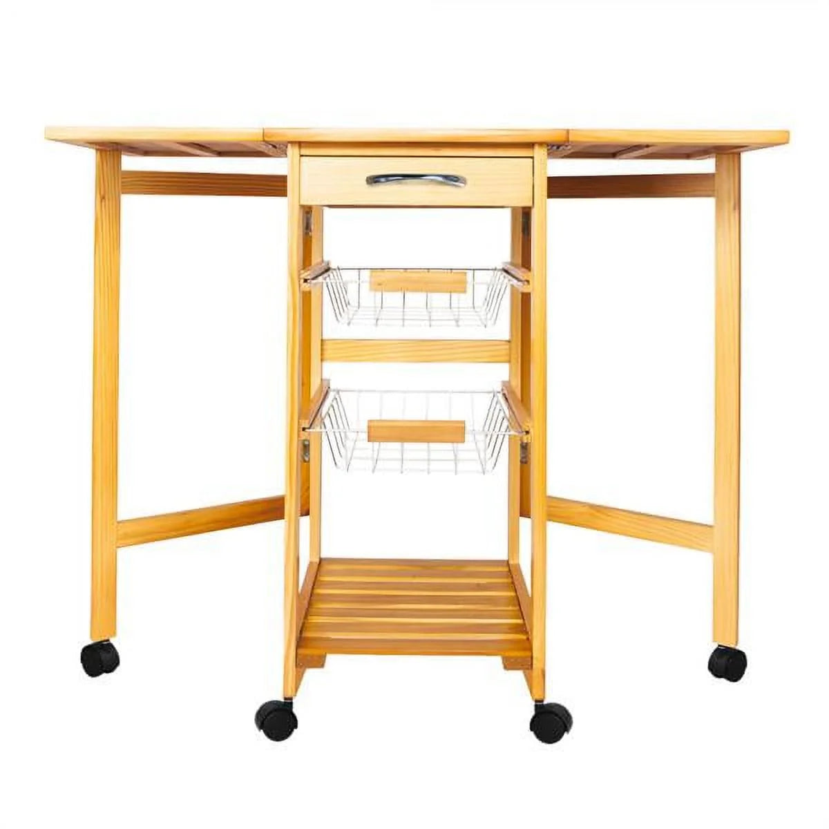 Portable Rolling Drop Leaf Kitchen Table or Storage Trolley Cart F23982