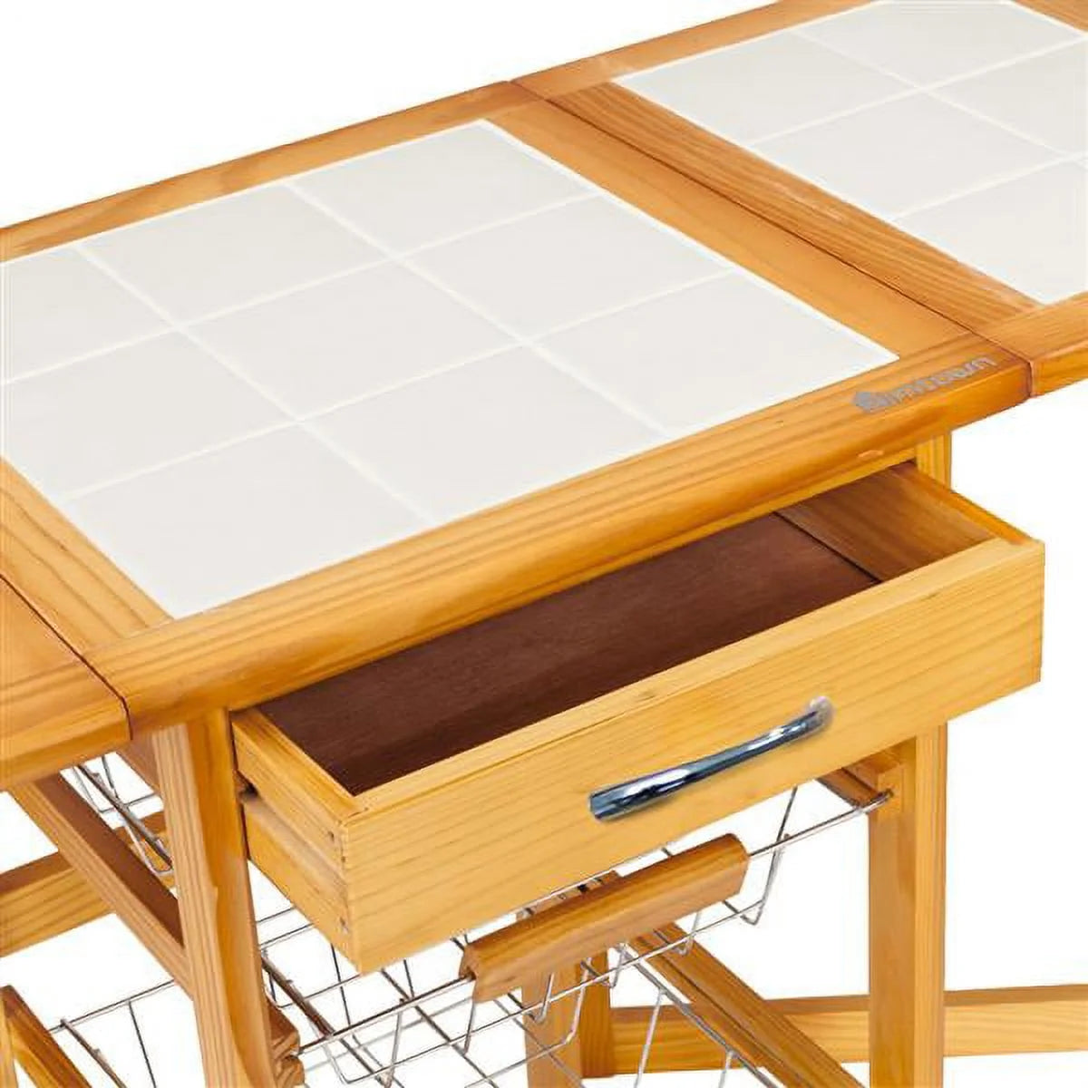 Portable Rolling Drop Leaf Kitchen Table or Storage Trolley Cart F23982
