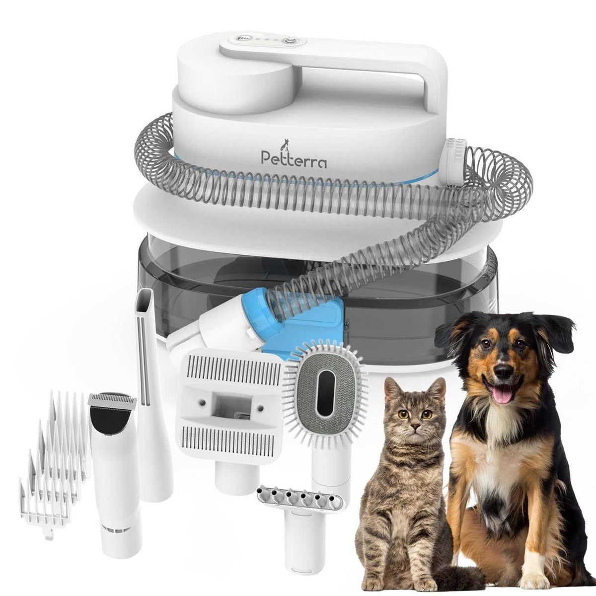 3-in-1 Pet Grooming Kit Vacuum Suction Dryer Clipper 6 Tools 4L I6131