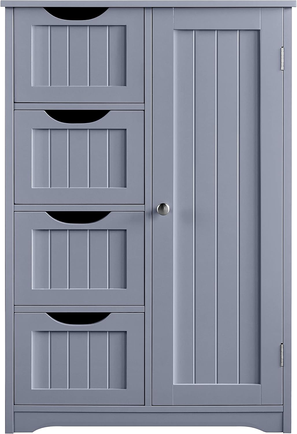 Gray Freestanding Floor Cabinet with 4 Drawers and Adjustable Shelves V624