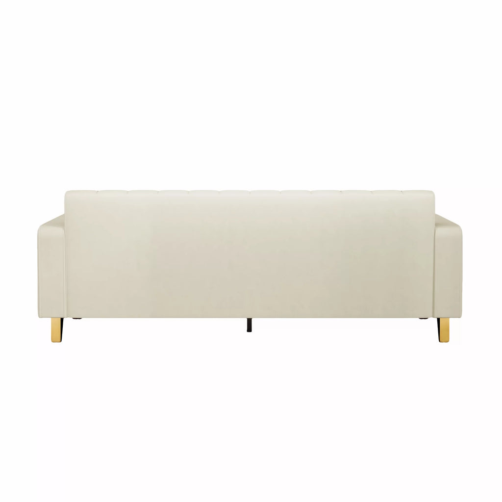 Velvet Upholstered Sofa with Pillows Gold Metal Legs U889