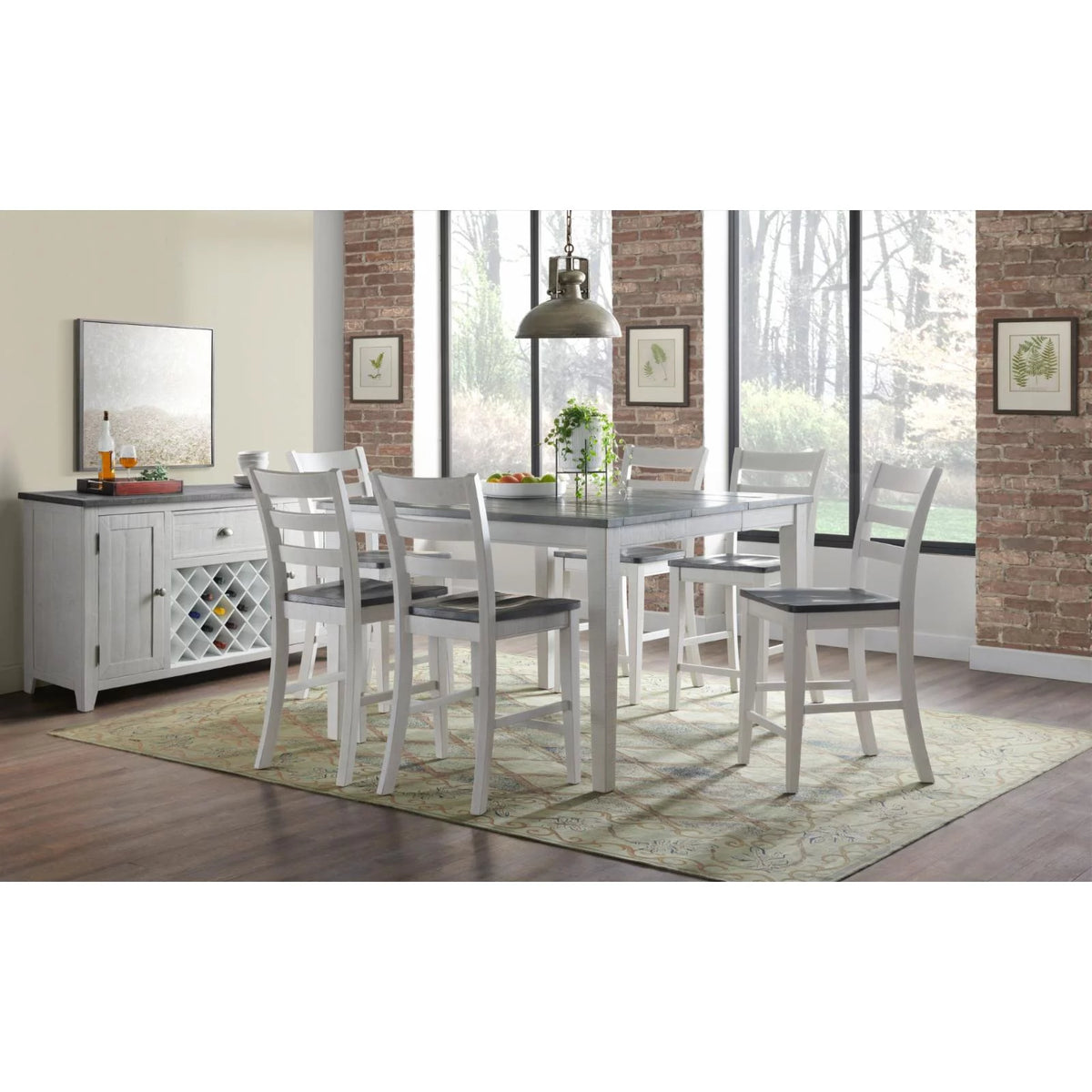 White Solid Wood Counter Height Dining Chair Set of 2 X176766