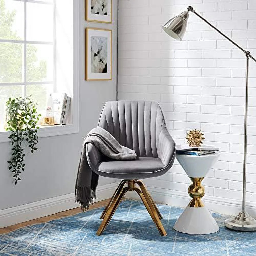 Upholstered Swivel Accent Chair with Gold Plated Legs S219036