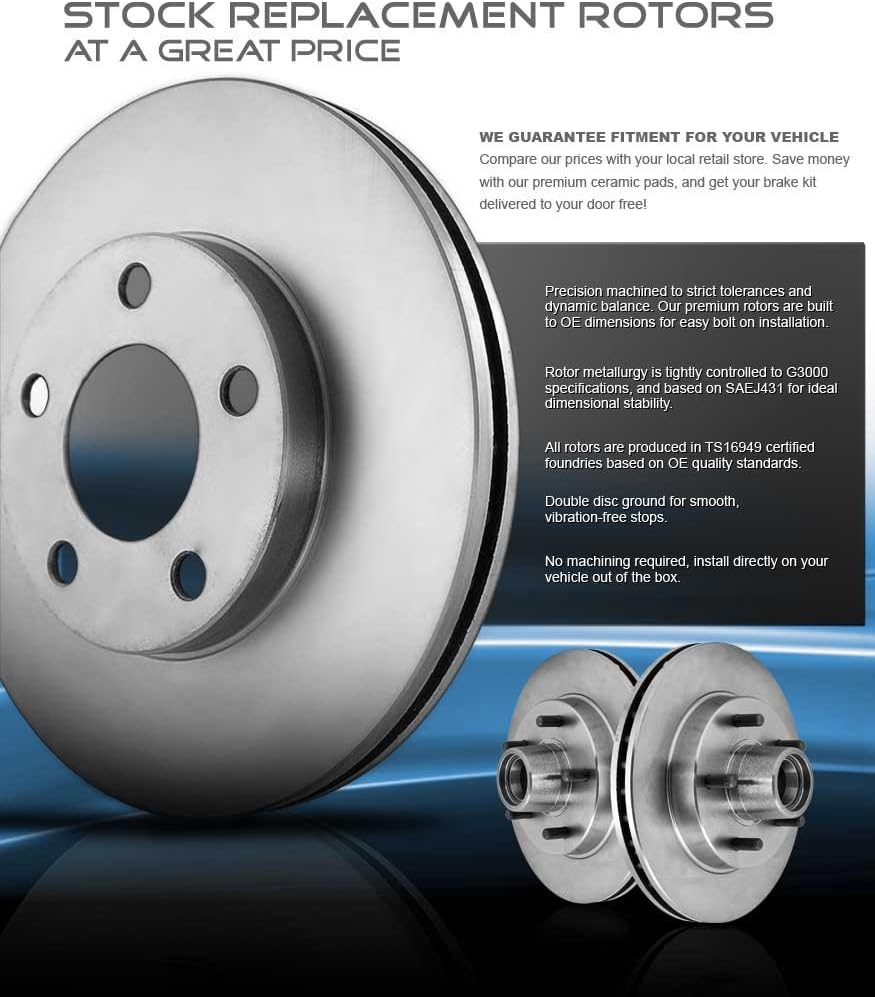 Premium OE 5 Lug Brake Disc Rotors + Ceramic Brake Pads + Hardware Z496