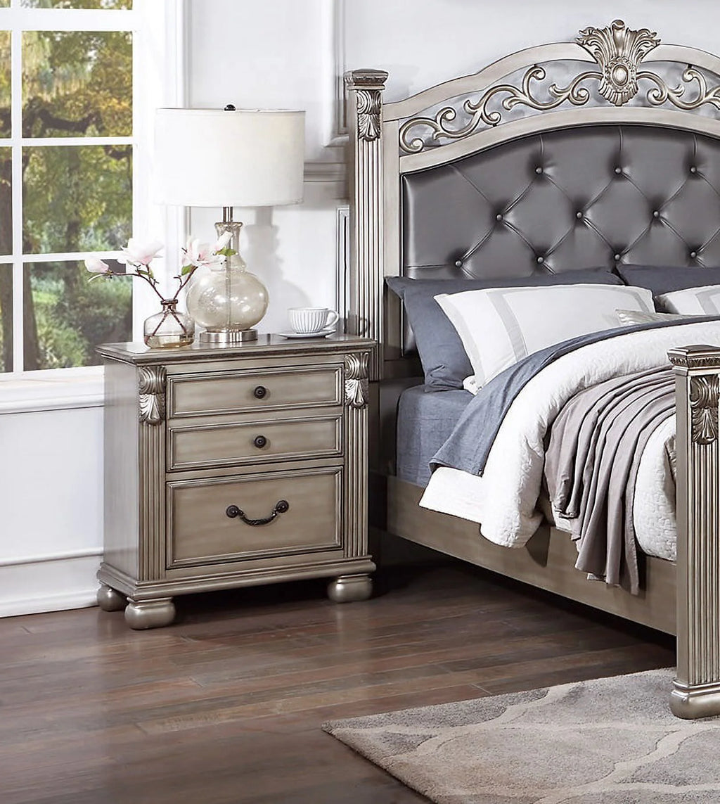 King Size Tufted Fabric Bed 3pc Set Grey Z660628