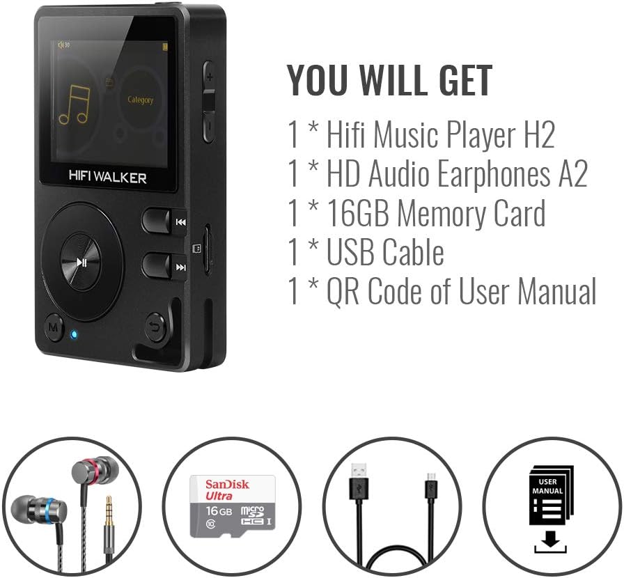 Pack of 2 Bluetooth MP3 Player with HD Earphones U999