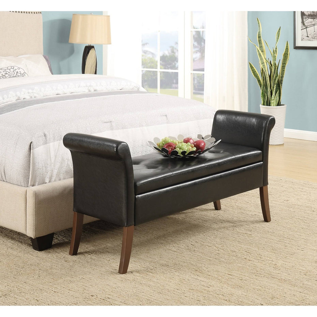 Espresso Faux Leather Storage Bench F159
