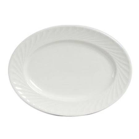 Oval Embossed Platter White 1 Dozen U7091