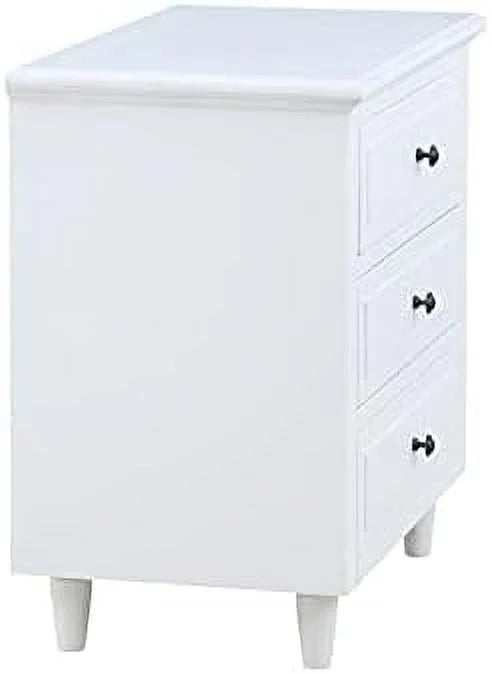 White 3-Drawer Wood Nightstand G657118