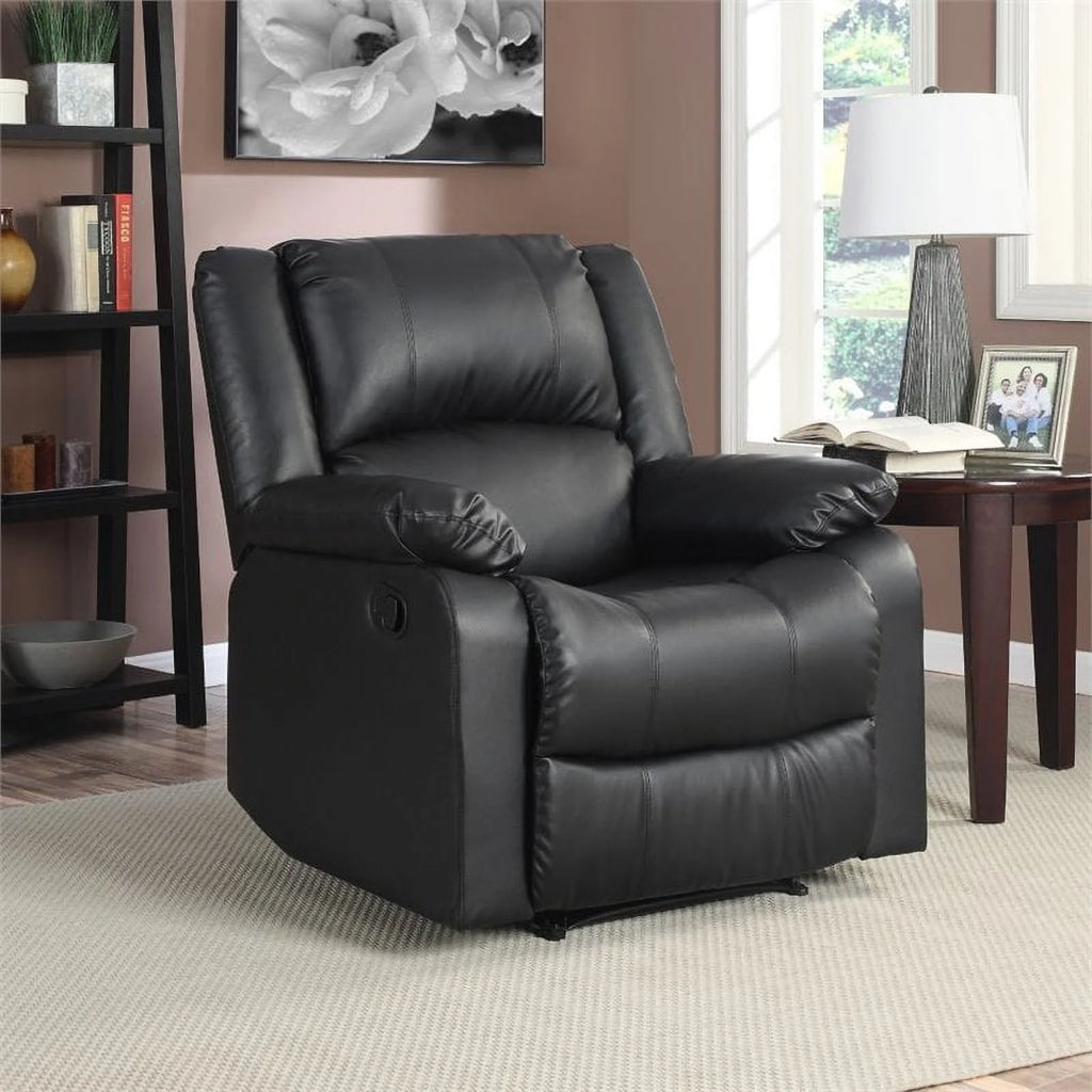 Black Faux Leather Recliner Q171