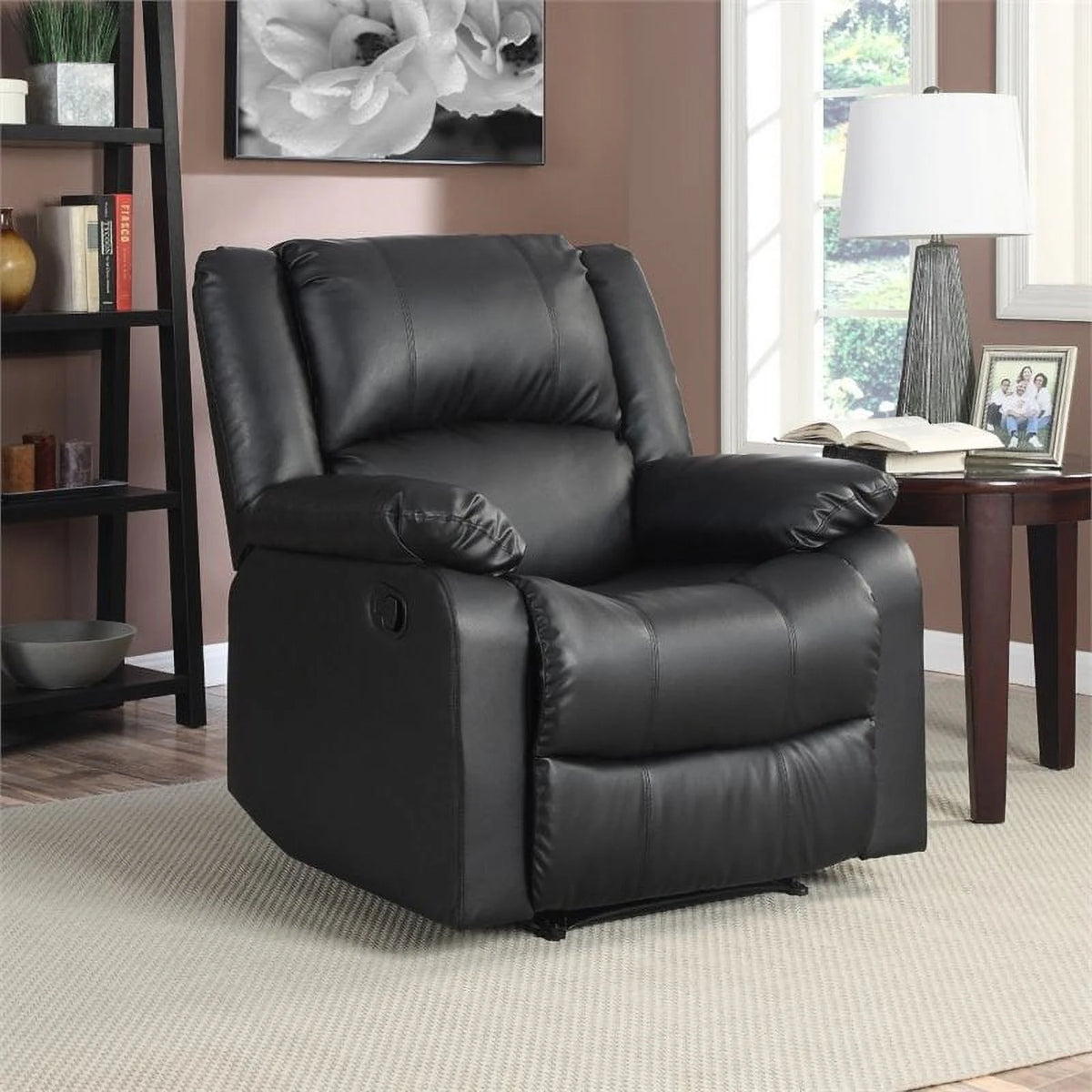 Black Faux Leather Recliner Q171