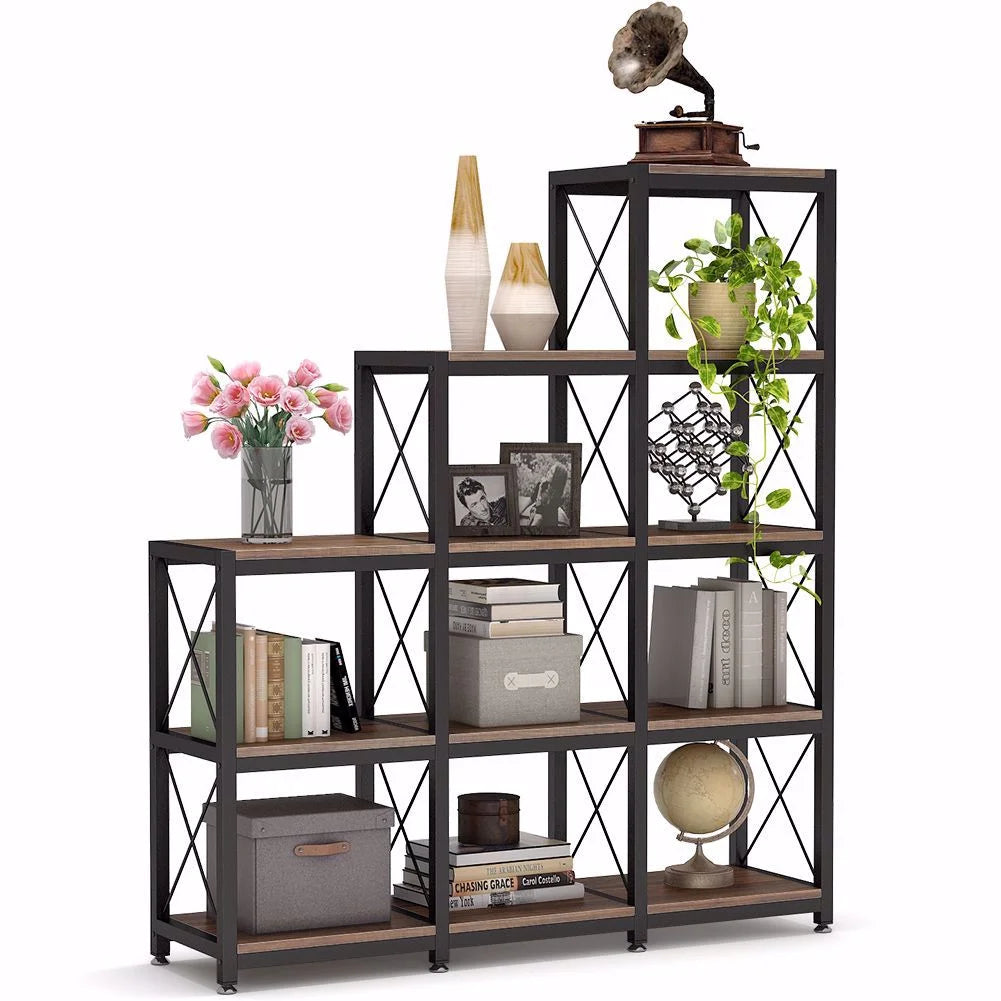 12 Shelves Industrial Ladder Corner Bookshelf B91093