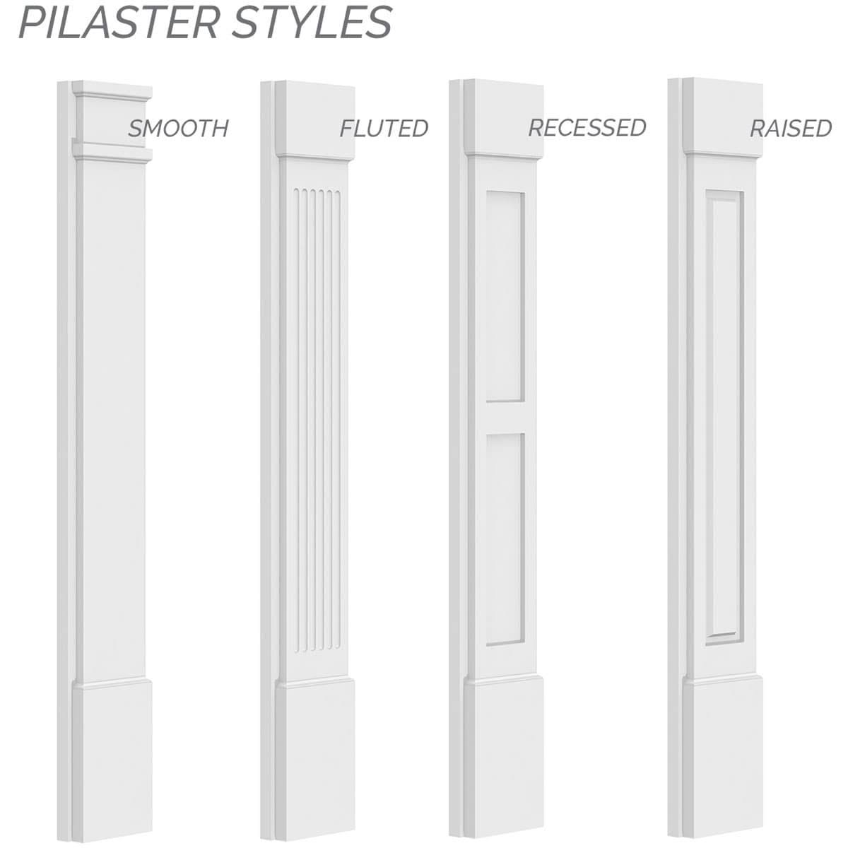 Two Equal Flat Panel PVC Pilaster with Decorative Capital & Base (Pair) O42564