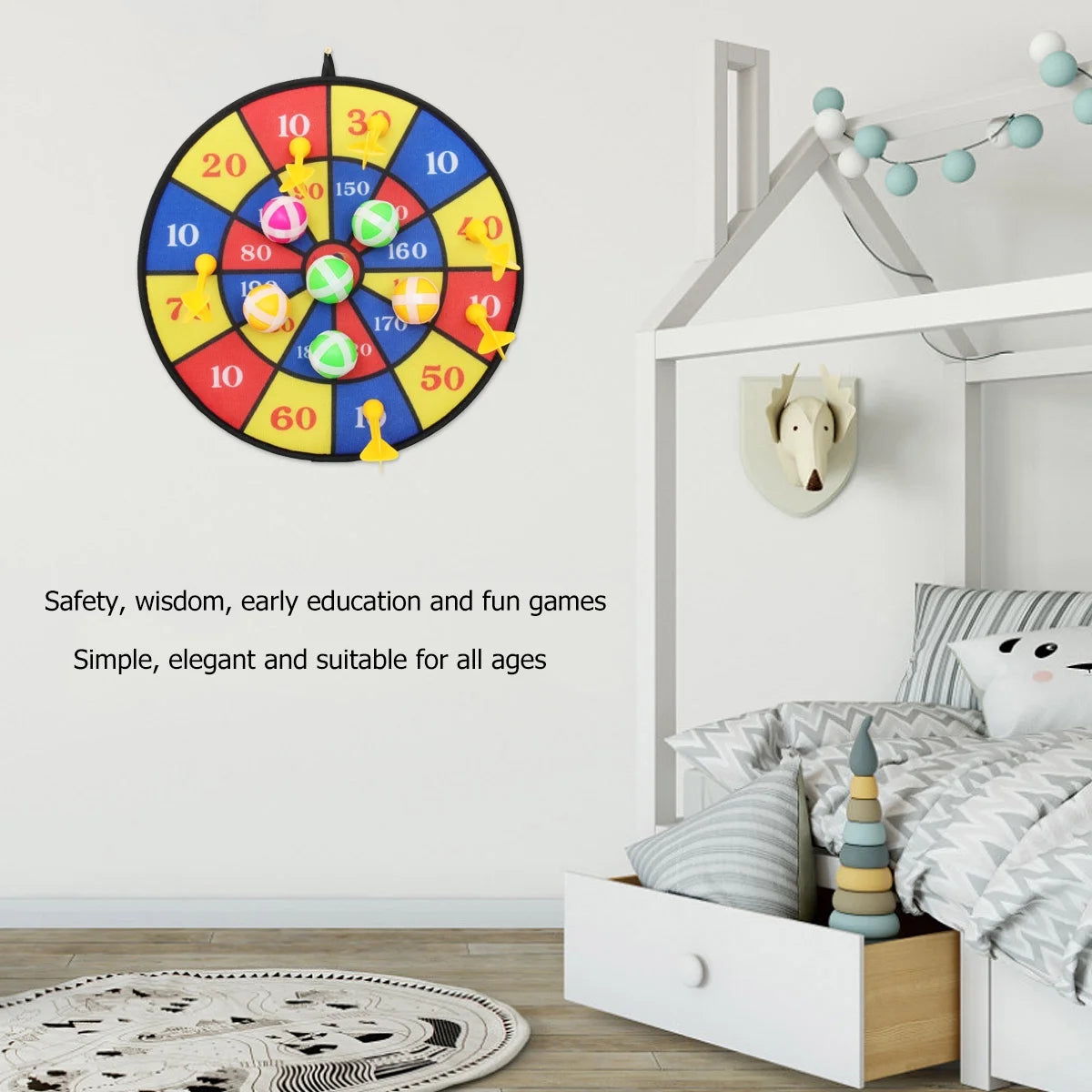 Flocking Dart Board Set with 4Pcs Darts Q4758