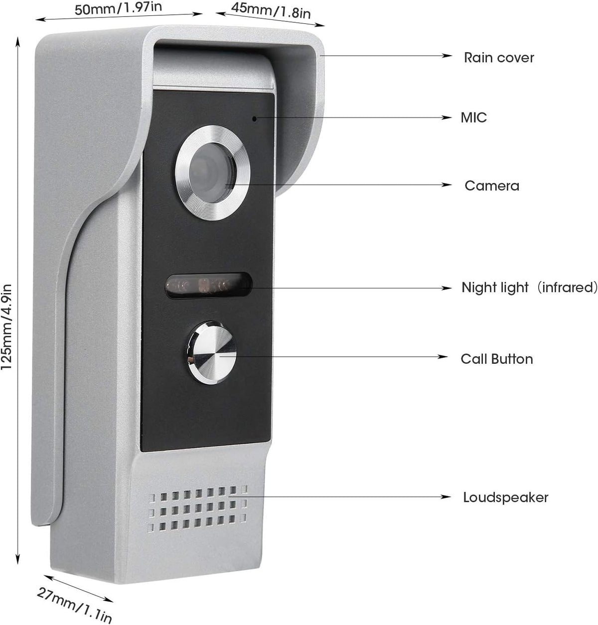 Wired Video Door Phone Intercom System with 7 Inch TFT LCD Monitor Y451