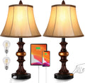 Set of 2 Touch Control 3-Way Dimmable Table Lamps with USB Ports U217
