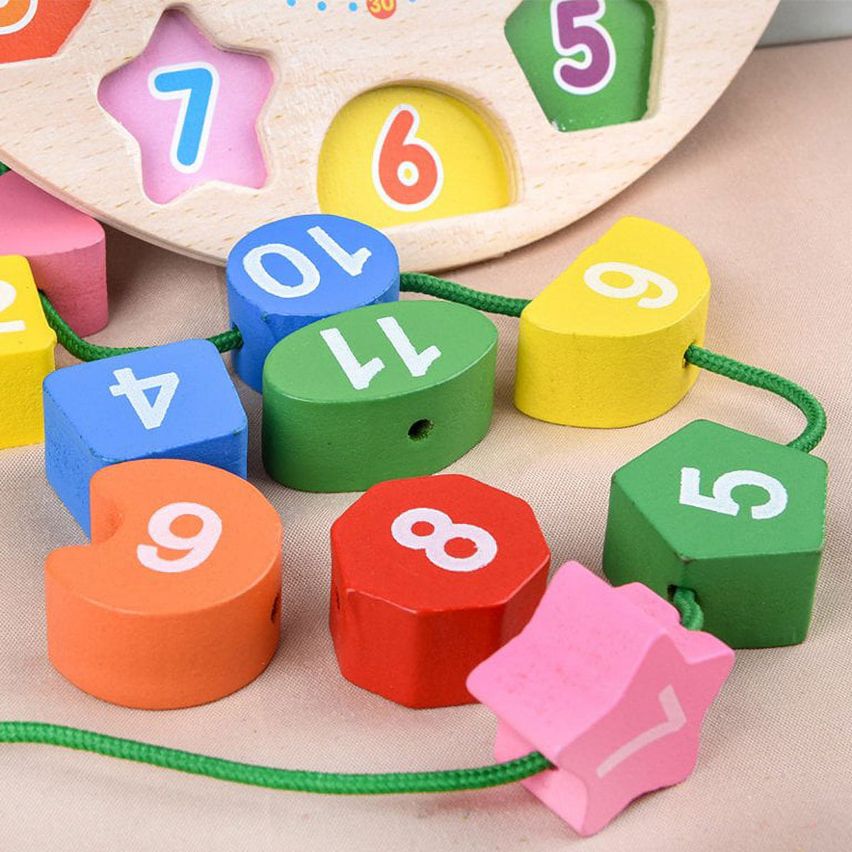 Wooden Shape Color Sorting Clock Toy Number Blocks Puzzle Stacking Sorter Jigsaw Early Learning Educational Toy Y4403