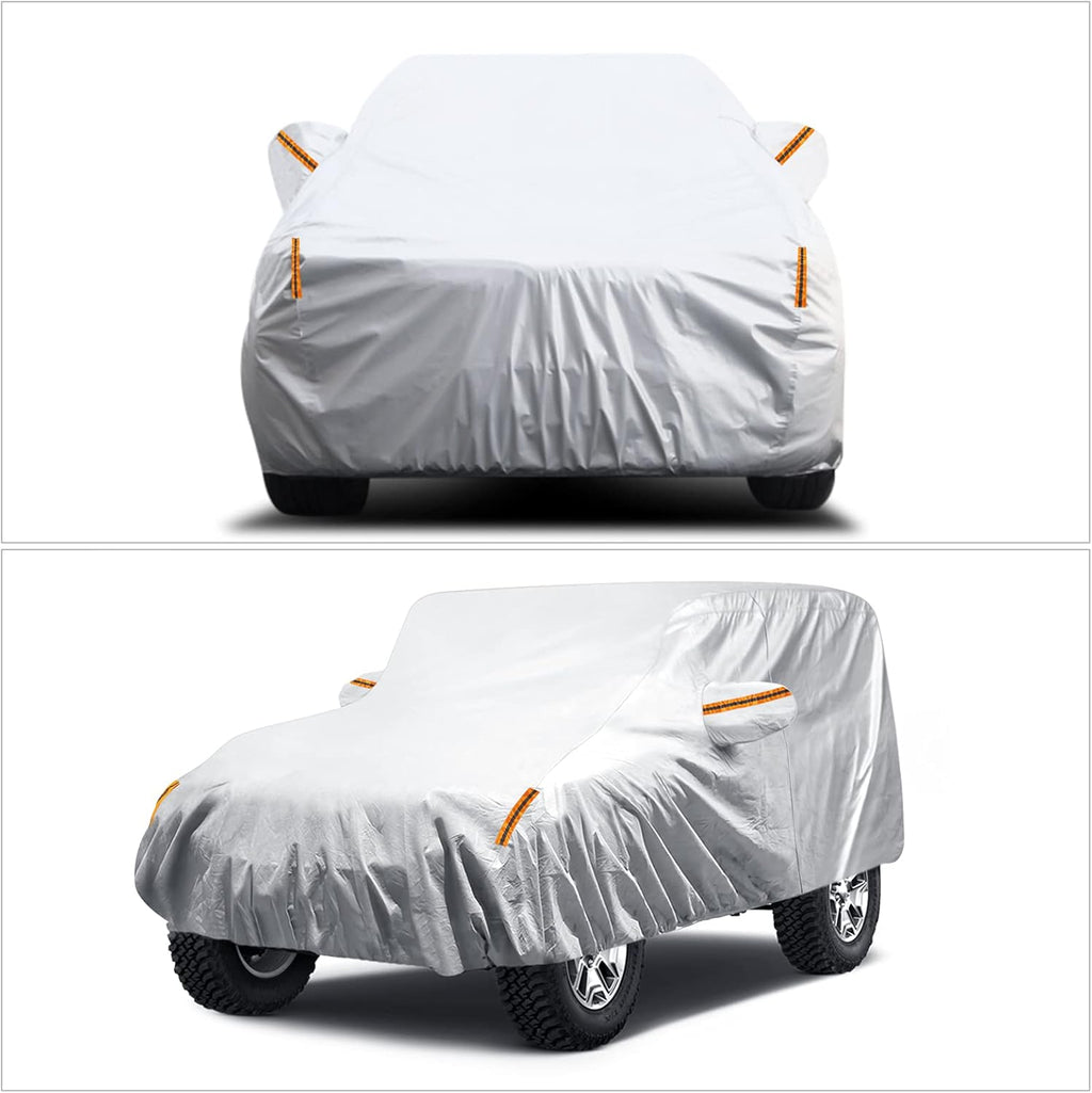 Waterproof Car Cover for 4 Door Wrangler JK with Driver Door Zipper Lock Cable U938