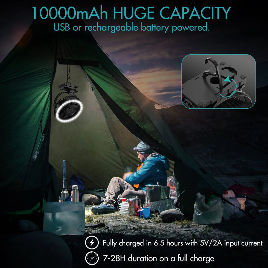 Rechargeable Clip-On Fan with LED Lights D5804