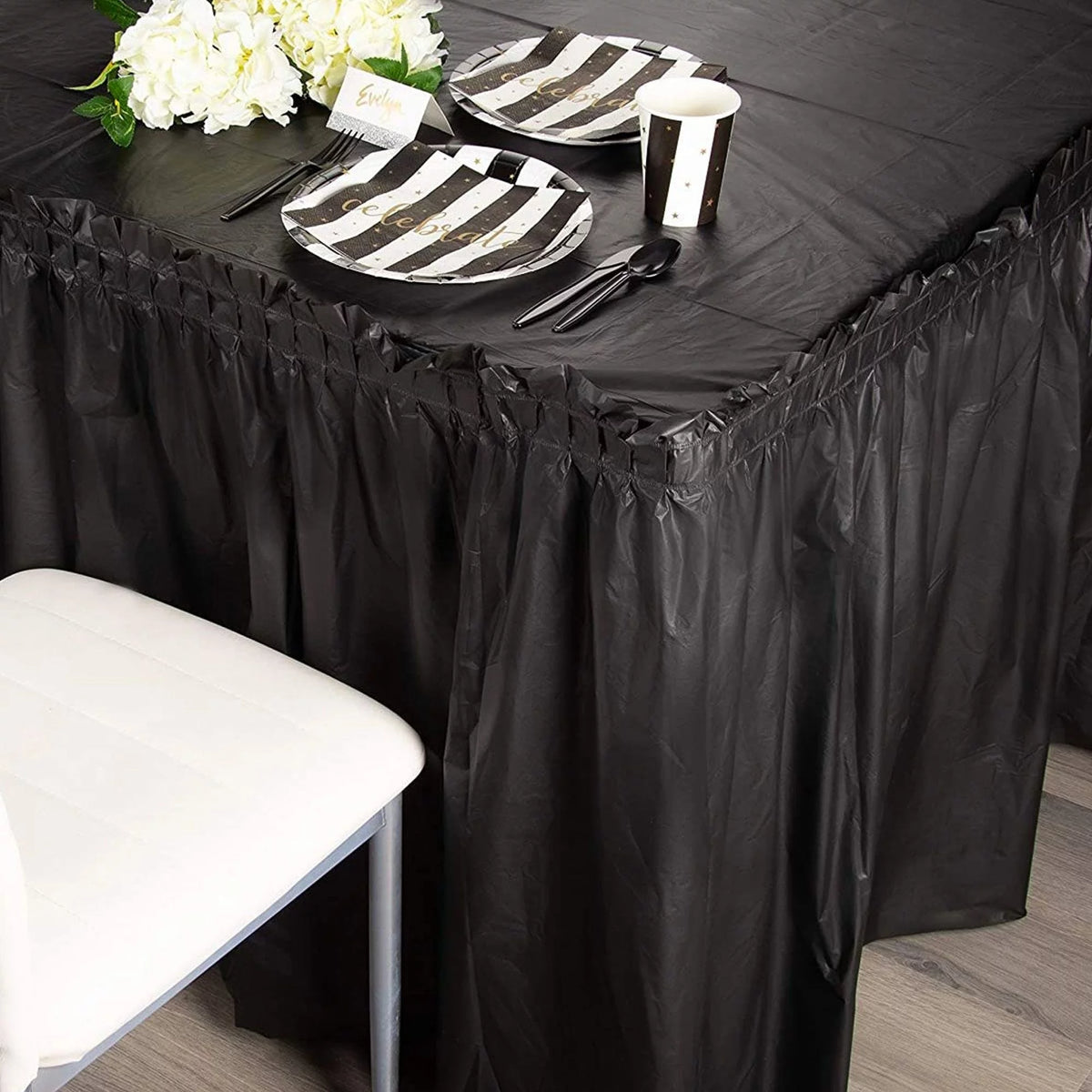 Black 6-Pack Table Skirt for Rectangle Tables G527