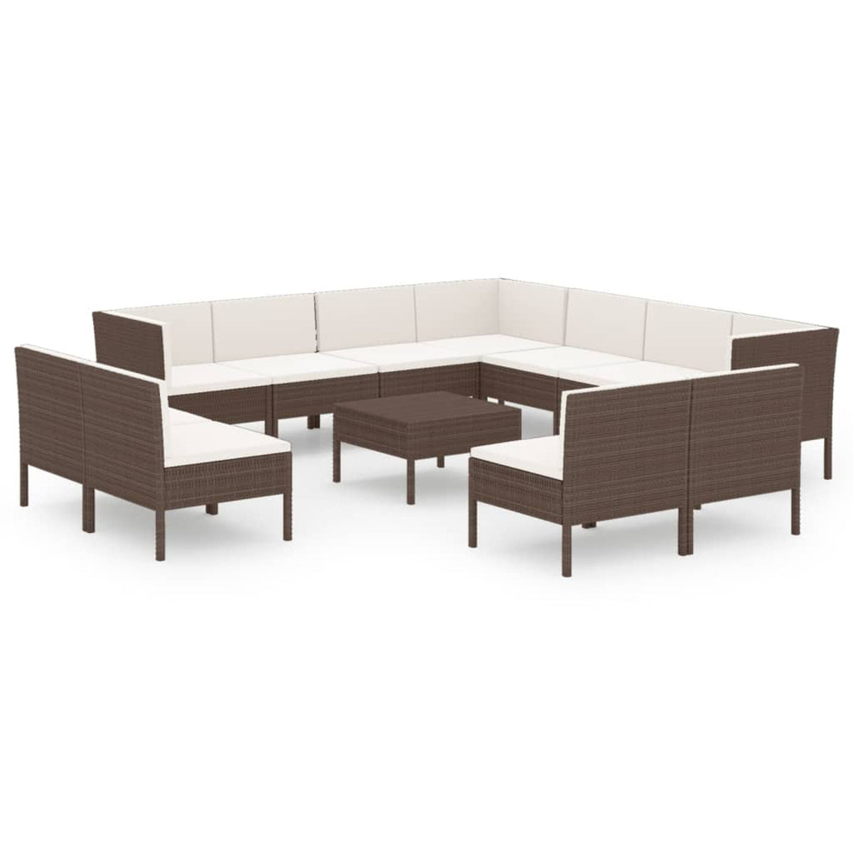 12 Piece Brown Poly Rattan Sectional Outdoor Furniture Set Z5140