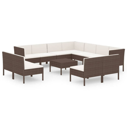 12 Piece Brown Poly Rattan Sectional Outdoor Furniture Set Z5140